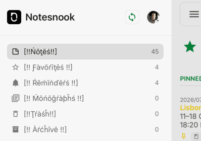 Sync status icon in sidebar.