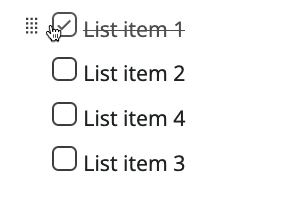 Dragging a task by the handle at the start of the row to reorder it within the list