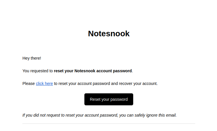 Recovery email in Notesnook