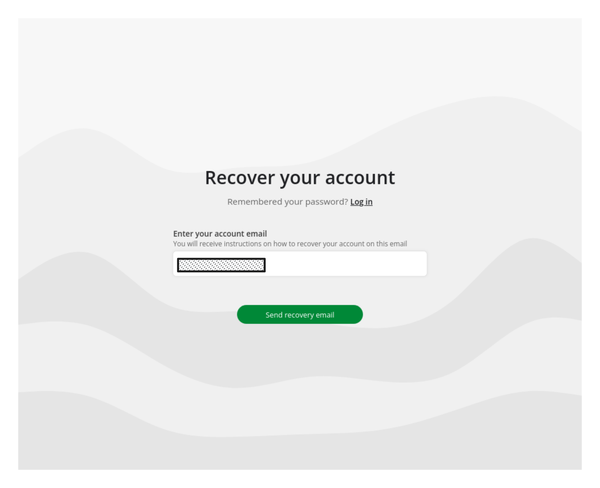 The account recovery page with the email address prefilled
