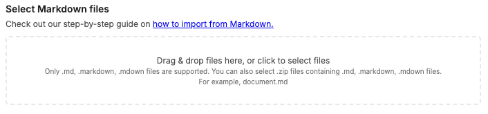 The Notesnook Importer drop zone, ready to accept the export file