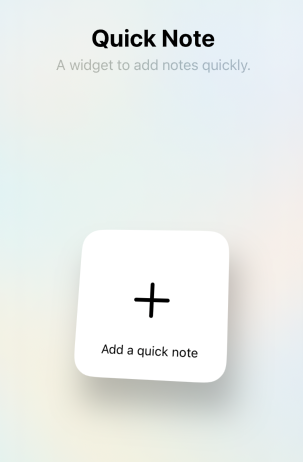 The Notesnook Quick Note widget on an iOS home screen