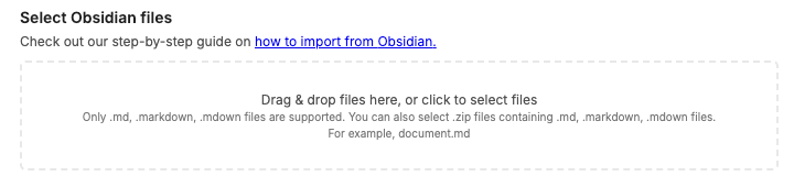 The Notesnook Importer drop zone, ready to accept the export file