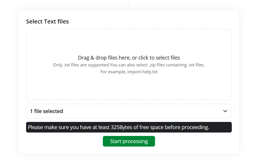 The Notesnook Importer drop zone, ready to accept the export file