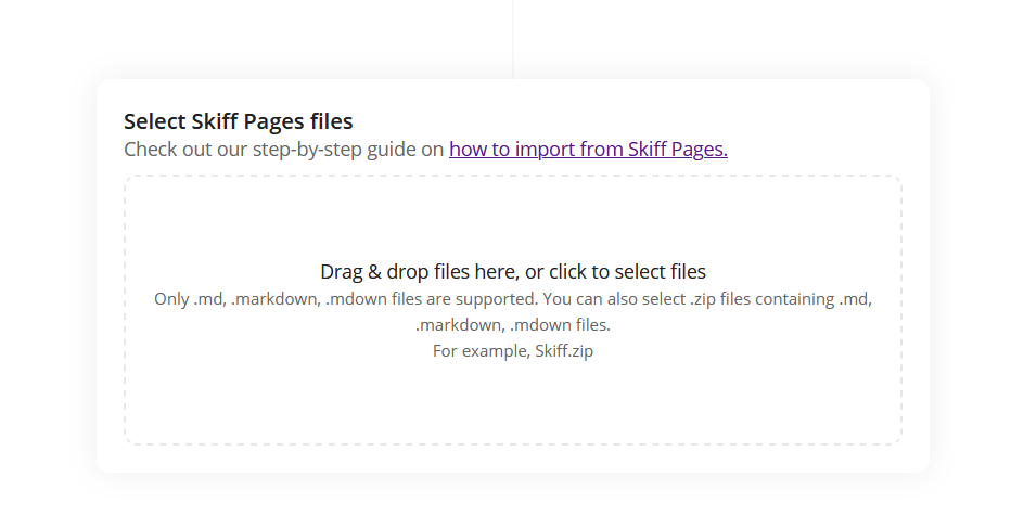 The Notesnook Importer drop zone, ready to accept the export file