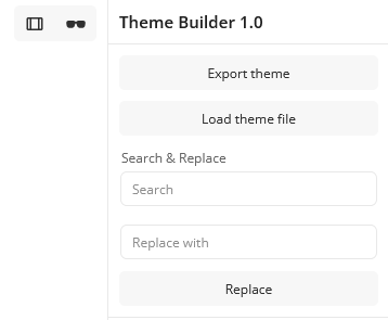 The Export theme button at the top of the Theme Builder panel